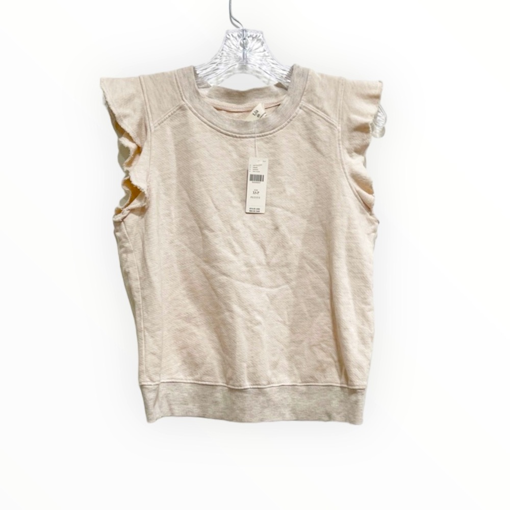 NWT Anthropologie T.La Ivory Ruffled Sweatshirt Tank Top - Picture 4 of 11